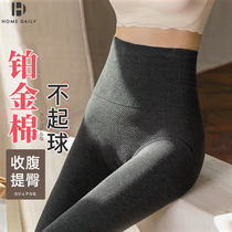 Tight gray leggings women wear winter pantyhose in autumn and winter plus velvet padded high waist warm pants