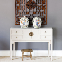 New Chinese imitation ancient classic furniture solid wood strip desk white made of old Xuanguantai High foot cabinet retro side cabinet edge a few