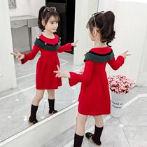 Childrens clothing Girls  long sweater dress 2020 spring and autumn new girl foreign style Korean childrens long-sleeved skirt