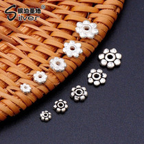 S925 Pure Silver Thai Silver Accessories Pinion Flower Toflower Hat Loose Bead Sepp Shim Diy Hand Strings Bracelet Ornament