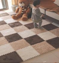 Flag Wei suede with plush bedroom indoor household dormitory female carpet plaid checkered stitching Plush floor mat Plush surface