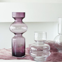Modern simple light luxury colored glass vase transparent ornaments dining table insert vase living room decoration countertop decoration