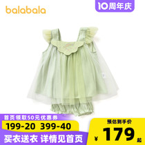 Ballabala children short sleeve suit female baby Summer fit 2022 new pendant with princess ladies shorts