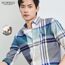 SCOFIELD AUTUMN MENs CONTRAST PLAID large WINDOW PLAID COTTON BUSINESS CASUAL long-SLEEVED SHIRT THIN shirt