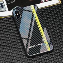 Car Label XS MAX mobile phone shell X XR tempered glass protective shell AMG mobile phone protective sleeve carbon-based texture shell
