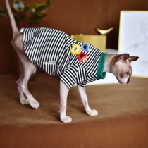 Recommended Tide Brand Sesame Street Summer Thin High Elastic Striped Shirt Cotton Sphenx Hairless Cat Clothes