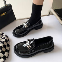 One foot pedal Lefoe shoes womens spring womens shoes 2022 new board gaggle small leather shoes coarse heel Inn wind flat-bottomed shoes