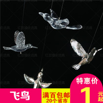  Wedding transparent flying bird ACRYLIC hummingbird snowflake wedding ceiling pendant decoration props Hotel shopping mall layout