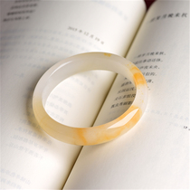 Xinjiang Golden Silk White Jade Teething Sugar Bracelet Snow Jade Bracelet Womens Wanfu Bracelet Quartz Rock Quality Jade Live Selection