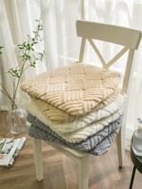 Simple winter horseshoe-shaped plush dining chair cushion thickened warm and removable seat cushion seat cushion non-slip solid color