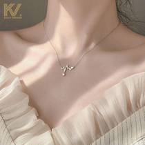  Heartbeat necklace 2021 new womens summer light luxury niche design sense ins cold wind sterling silver clavicle chain pendant