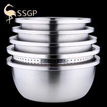 German SSGP 304 Stainless Steel Basin Five Pieces Home Kitchen Suit Beaten Egg And Drain Basin Wash Vegetable Drain Basket