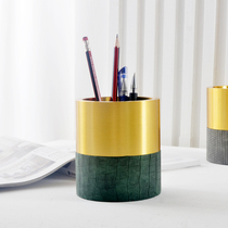 Pen holder decoration office desktop boss high-end storage box creative high-end light luxury style Chinese makeup brush holder