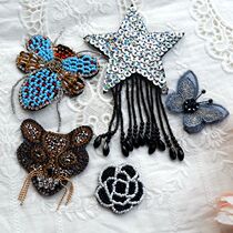 Heavy Industry sequin beads hanging hanging star insect Diamond leopard head embroidery butterfly high-grade clothing cloth patch brooch material