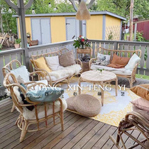 Rattan chair Natural rattan sofa Balcony Single ins double net red rattan chair Lazy combination rattan woven rattan
