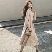 Fall out for a ride in a hitch with a long sweater skirt with a knee high neckline Fairy Sweet Knit Dress Lady Autumn Winter