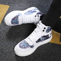 Zhongbang Graffiti Canvas Air Force One Mens Shoes Korean version of the trend mens casual versatile trendy shoes high-top sports Board Shoes