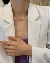 Left ear) Arc de Triomphe symbol necklace French design advanced sense double-layer water wave chain light luxury retro bracelet INS tide