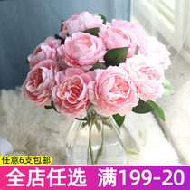 Short Branches Peony Rose Emulation Flower Wedding Decoration Silk Flowers Indoor Living Room Table Swing Pieces Anti-Real Flower Tea Table Furnishing