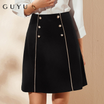 (Clearance Bonus) Double-breasted a-line skirt short skirt high waist skirt womens one-step skirt tooling skirt professional skirt