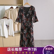 Hot selling price 39 9 ● di series vintage print slim chiffon dress brand discount women 21 Spring