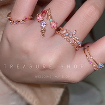 Play Dream Paris Dream Flower Rings Superior Fancy Water Drop Delicate Water Drill Elegant Maiden fine opening ring ring