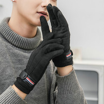  Winter motorcycle riding windproof gloves mens winter plus velvet thickened warm autumn suede touch screen riding cold
