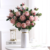 Nordic simulation rose bouquet set Fake flower Living room dining table decoration Floral arrangement vase Dry flower decoration