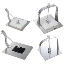 Stainless steel tissue holder square towel holder square towel base base sub hotel restaurant napkin rack table Creative Paper Press Holder