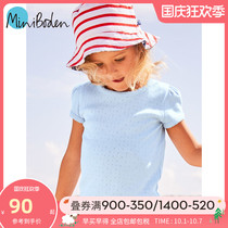 MiniBoden short sleeve T-shirt Girls Fashion soft cotton Navy style British direct childrens clothing spring and summer