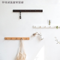  Log wall hanging clothes hook Wall ins wooden row hook entry key hook Door entrance hanger free punching