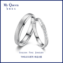 MYQUEEN man Kun couple diamond ring white 18K gold wedding ring on ring counter custom diamond ring female