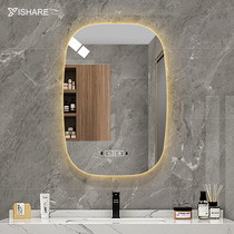 Yishare large rounded corner smart bathroom mirror led touch screen light mirror frameless bathroom mirror wall bathroom mirror