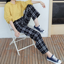 Wide legs female high waist loose 2020 new straight tube trousers large black and white plate pants