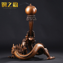 Copper rhyme Copper Xianglong play bead furnace Antique sandalwood furnace Incense furnace ornaments Pure copper gift incense supplies