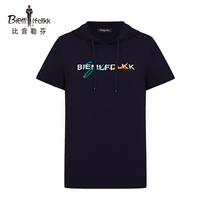 Bjørn Löfven Spring Summer Ladies Short Sleeve knit Hooded comfortable monogram pattern short sleeve top