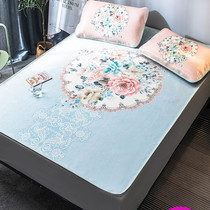 Summer Ice Silk Non-slip Fixed Summer Bed Gasawara Three-piece Bed Cover Bed Cover Single seat Dreams for protection of thin mattress