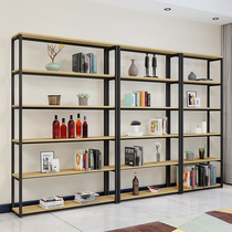  Living room floor bookshelf storage rack Wrought iron multi-layer rack Simple steel wood bookshelf storage rack shelf storage display rack