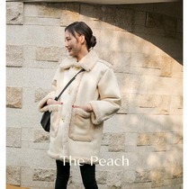 MICHELLY MO vintage style fur coat womens short fur particle coat