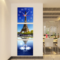 Wall clock glass without living room porch frame painting hanging painting aisle vertical Eiffel Tower mural decoration painting Ice Crystal