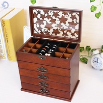 Carved solid wood large-capacity jewelry box jewelry box jewelry box antique Chinese style storage box high-grade exquisite