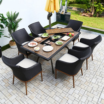 Outdoor barbecue cast aluminum table and chair household charcoal grilled electric baking table European courtyard outdoor leisure outdoor wrought iron table and chair