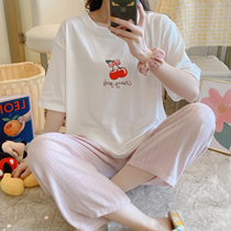 Cotton pajamas womens new summer thin short-sleeved trousers sweet can wear home clothes two-piece set