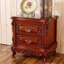  Warm tree furniture European-style solid wood bedside table Bedroom locker with two drawers American luxury bedside table