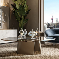 Italian Minimalist Tempered Glass Tea Table Round Oval Living Room Home Designer Creative small family Easy Alien