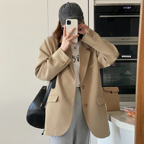 Khaki blazer womens spring 2021 new Korean design sense niche style net red small suit small man