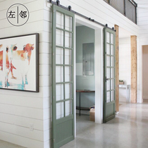 Barn door Nordic sliding door Hanging rail Bedroom Kitchen Sliding door Indoor wooden door Cloakroom customization