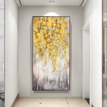 Pure hand-painted oil painting spring flower flower decoration painting modern simple porch entrance corridor Corridor light luxury hanging painting