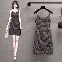 High end size womens 2021 summer new style Age dress fat mm slim long skirt Belly Belly suspenders