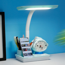 Childrens eye lamp primary school desk plug-in learning special pen holder cartoon alarm clock bedroom bedside lamp